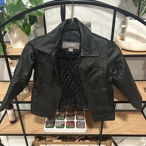 Black Kids Leather Jacket Black stylish size S